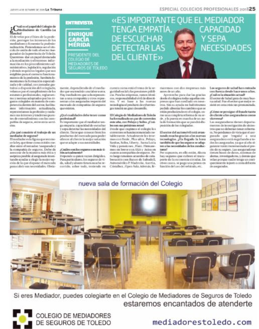 Publicación CMS Toledo en revista TRIBUNA 2018