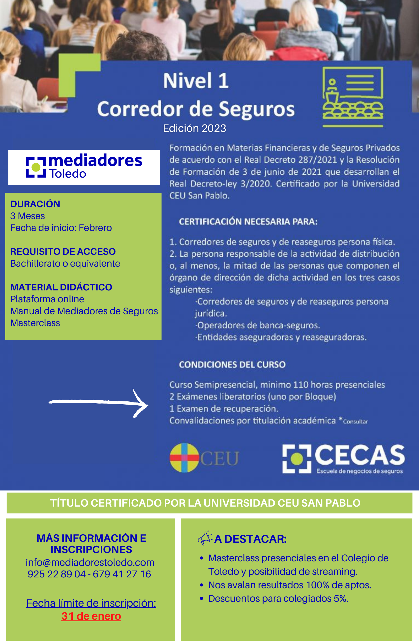 Curso Nivel 1 Corredor de Seguros febrero